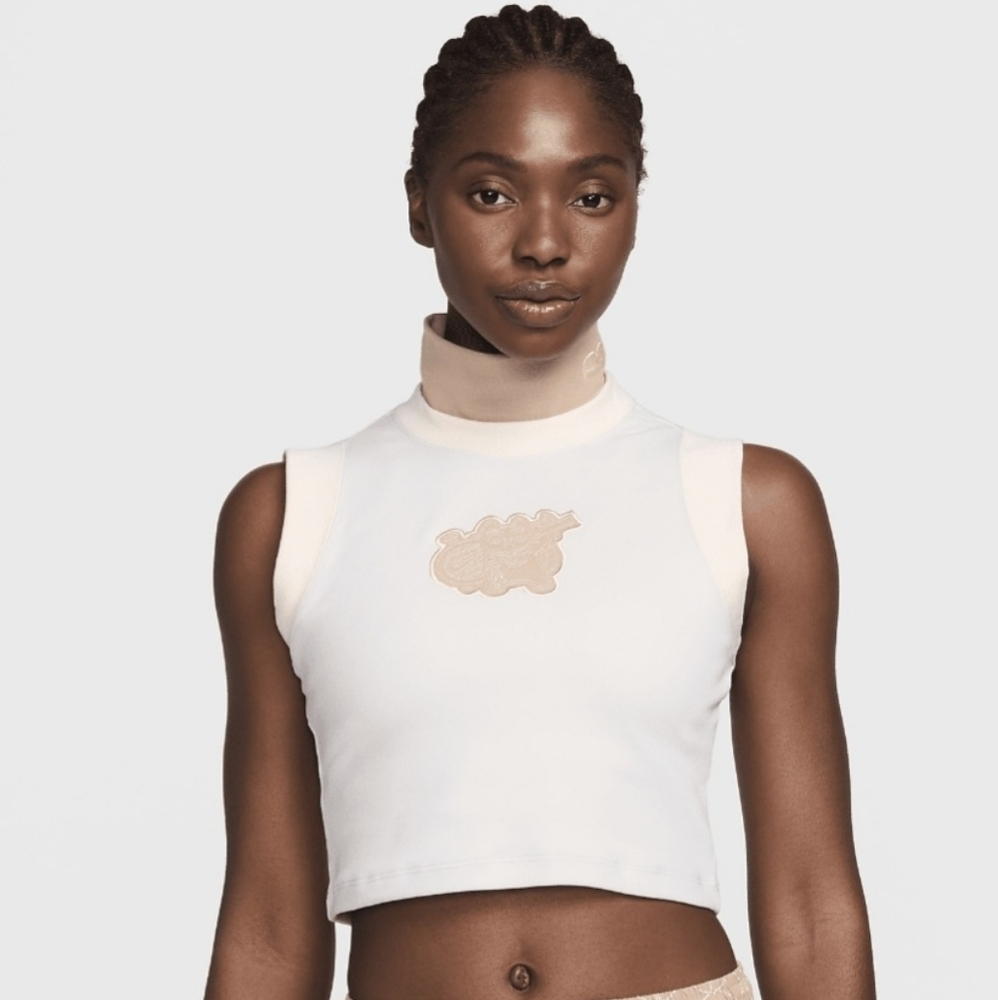 Nickels Cream Fitted Crop Tank Top